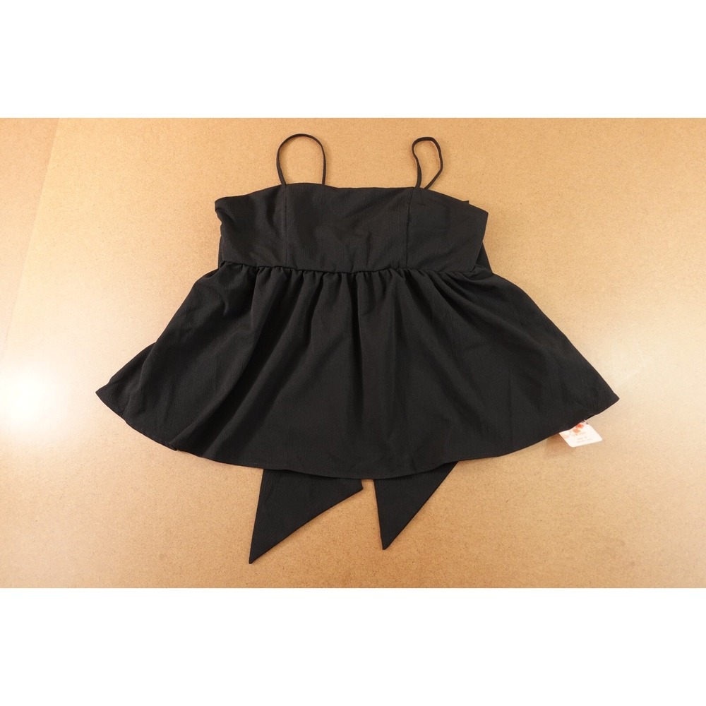 Shein Mod Womens Large US Size 8/10 Black Sleeveless Bow Accent Tank Top NWT